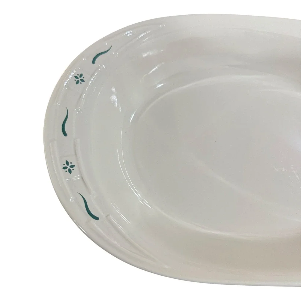 Longaberger oval baking casserole dish Bowl Woven Traditions Oval Ivory Green